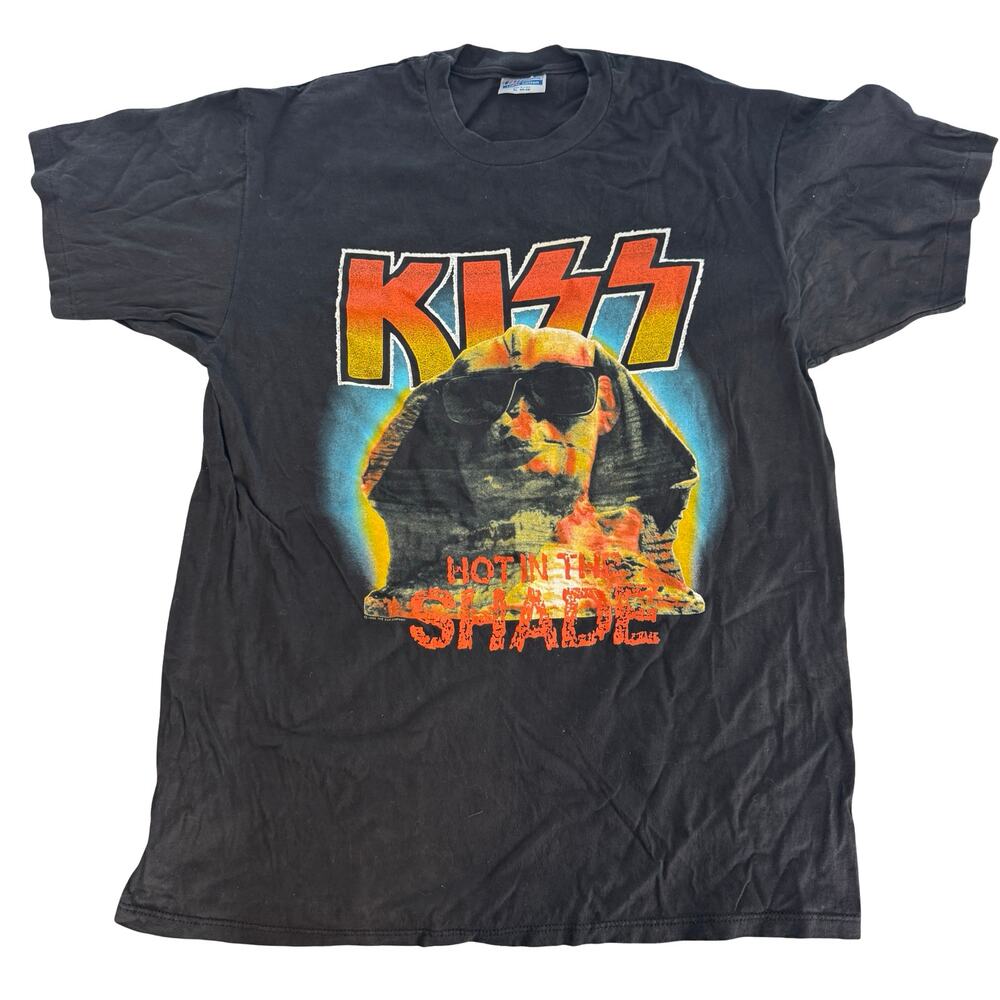 Vintage 1990 KISS Hot in the Shade Tour T Shirt Sphinx Hanes XL Distressed Rock